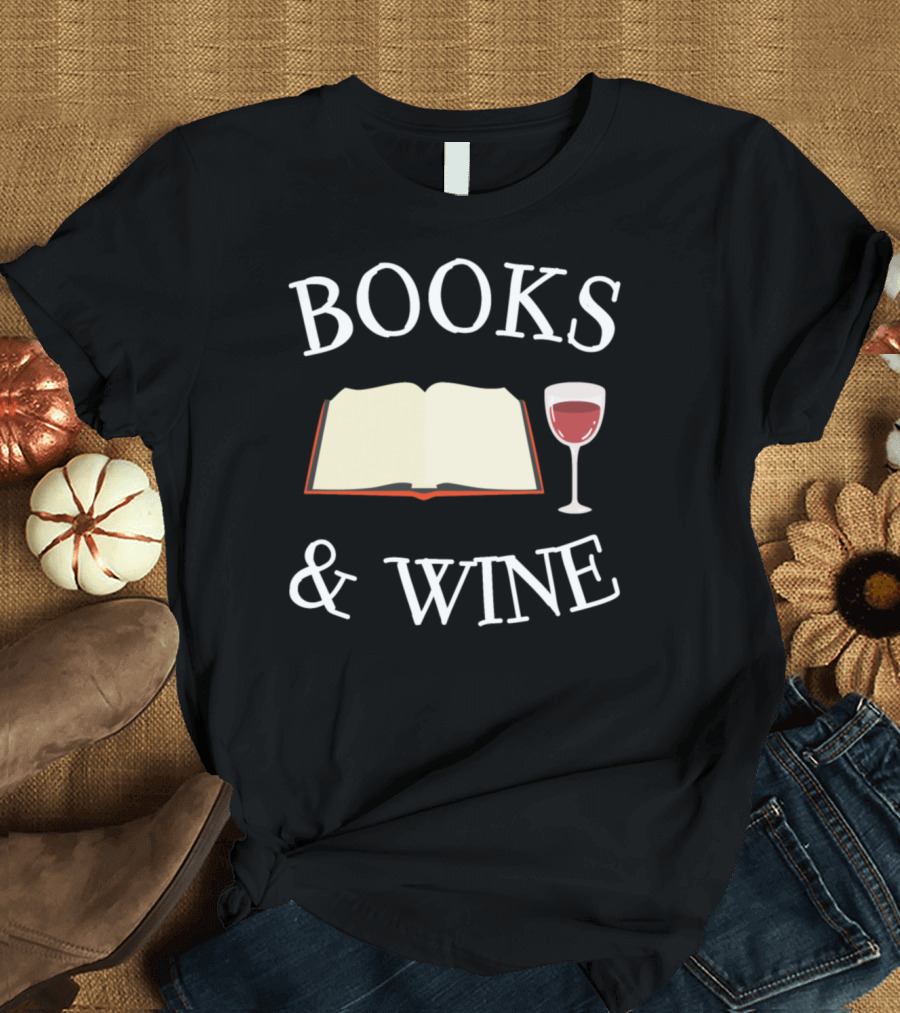 Books and Wine Open Book and Glass T-Shirt