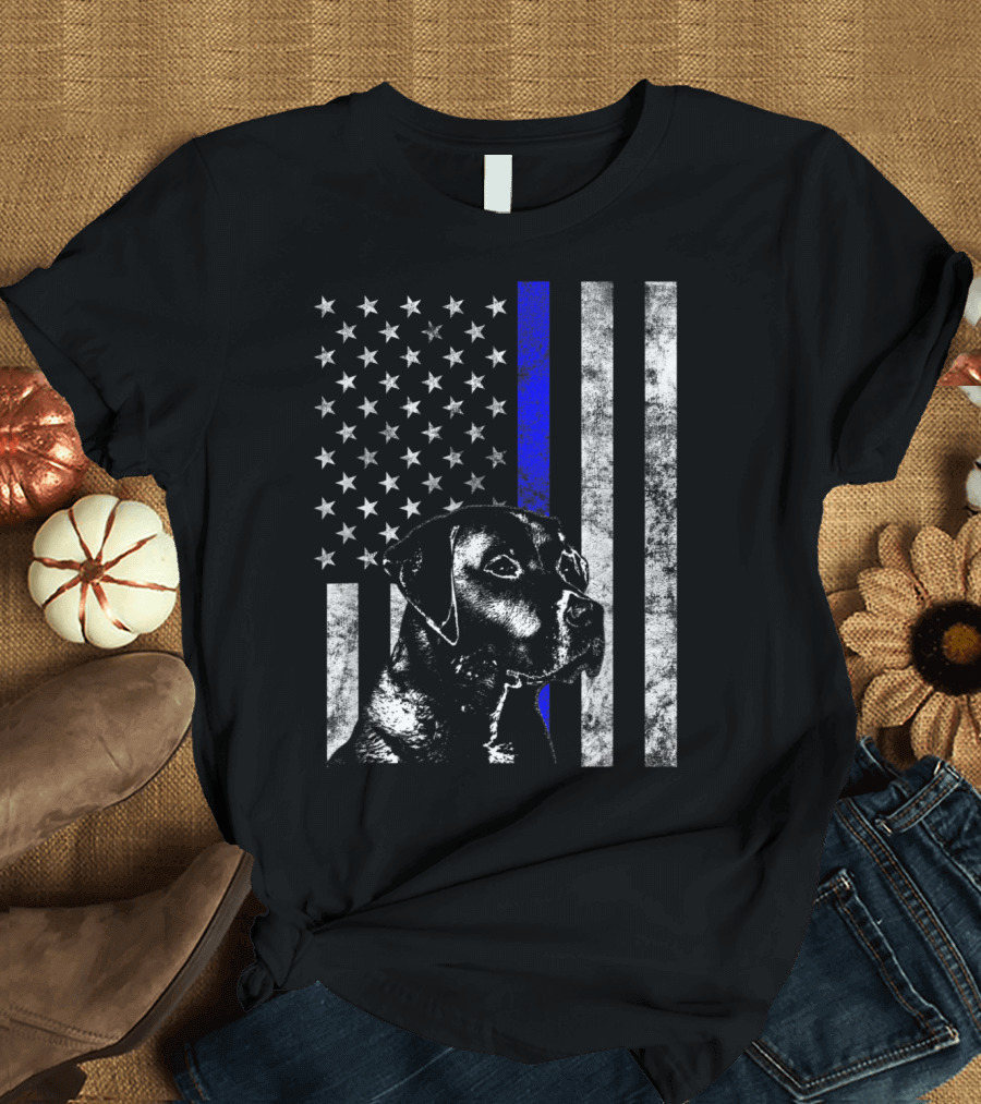 K9 Veterans Day Police Dog American Flag Blue Line T-Shirt