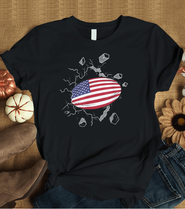 T-Shirt: Proud America Flag Rugby Ball Burst Design USA Rugby Gear T-Shirt Proud America Flag Rugby Ball Burst Design USA Rugby Gear T-Shirt