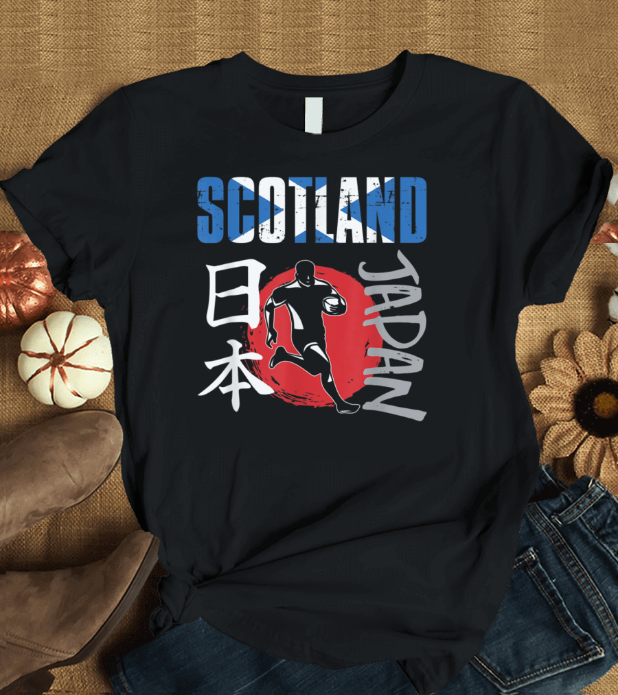 Scotland Japan Rugby Flag Distressed Iconic T-Shirt