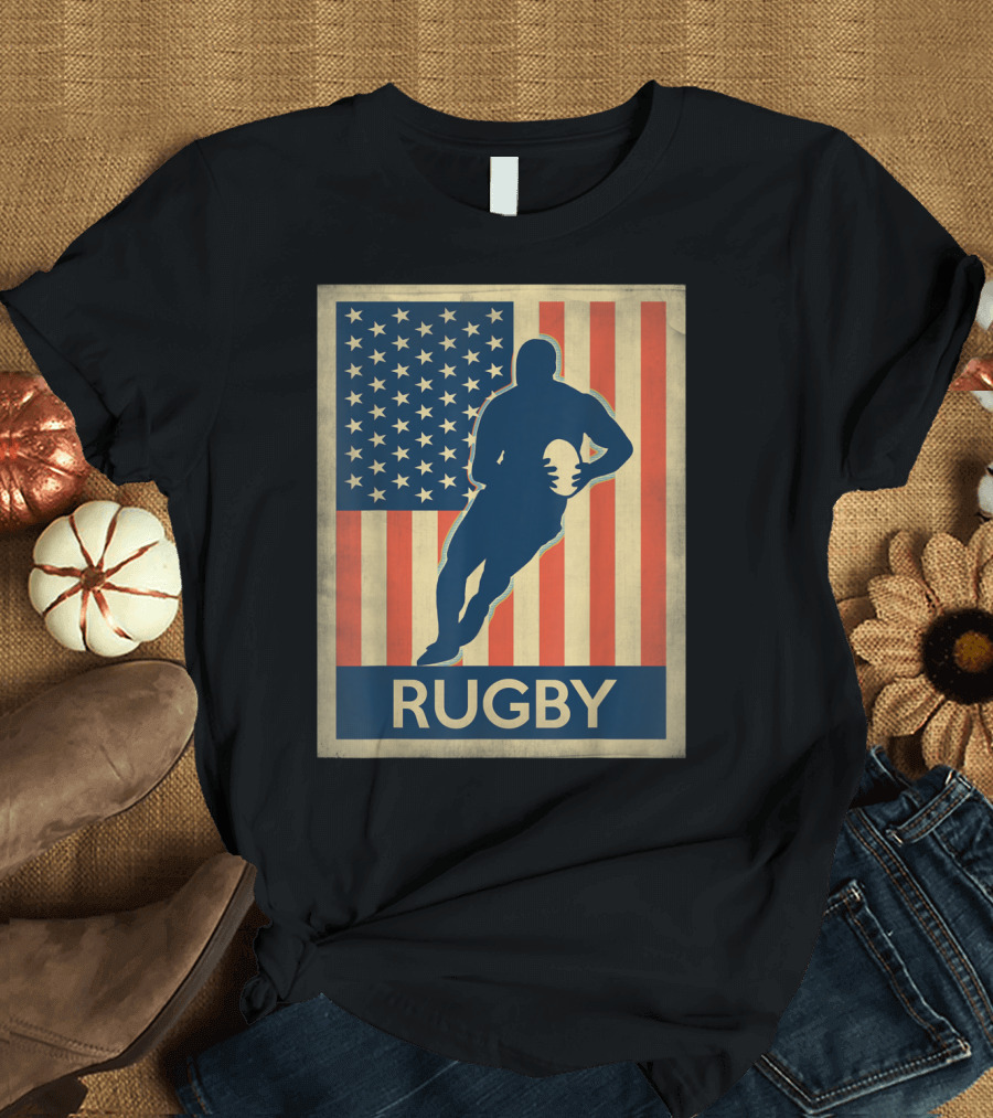 Vintage Rugby American Flag T-Shirt