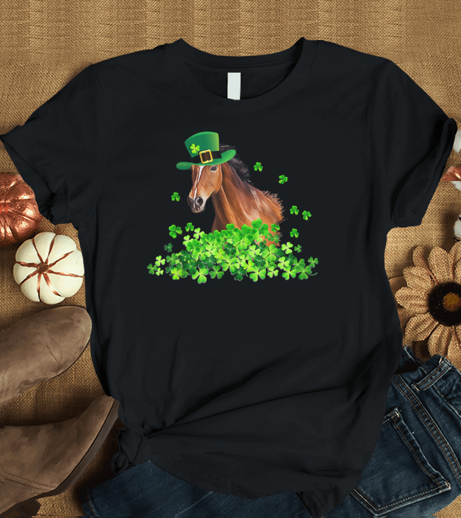 Horse Shamrock Leprechaun Hat St. Patrick’s Day T-Shirt