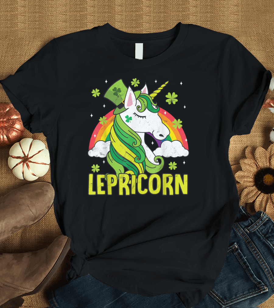 Lepricorn Unicorn Magical St Patricks Day Leprechaun Rainbow T-Shirt