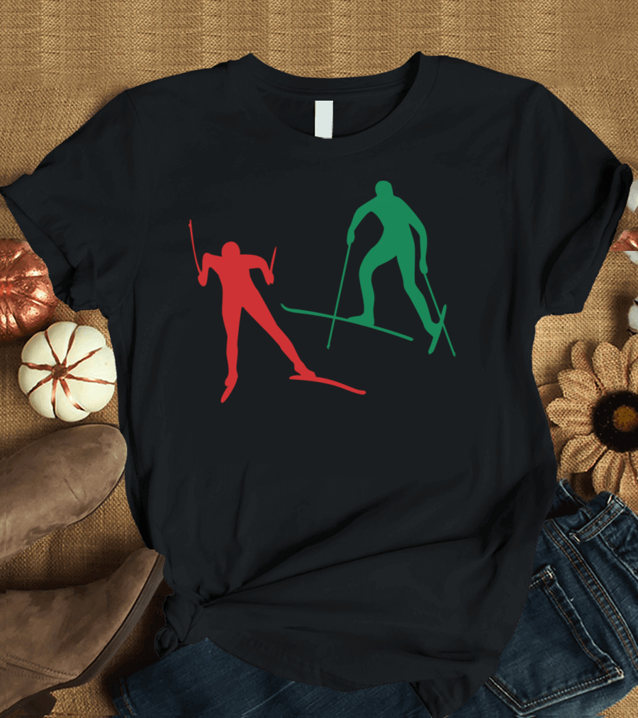 Crosscountry Skimjxgs Skiers Red Green T-Shirt