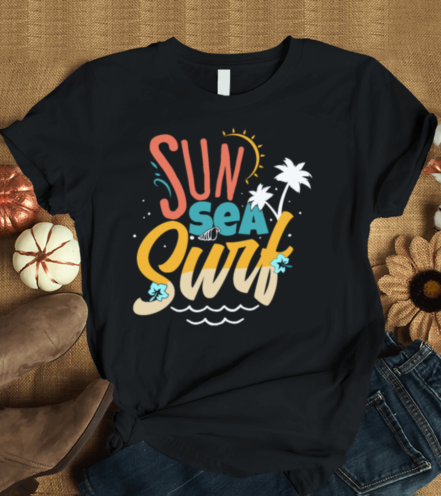 Sun Sea Surf Tropical Summer Beach Vibes T-Shirt