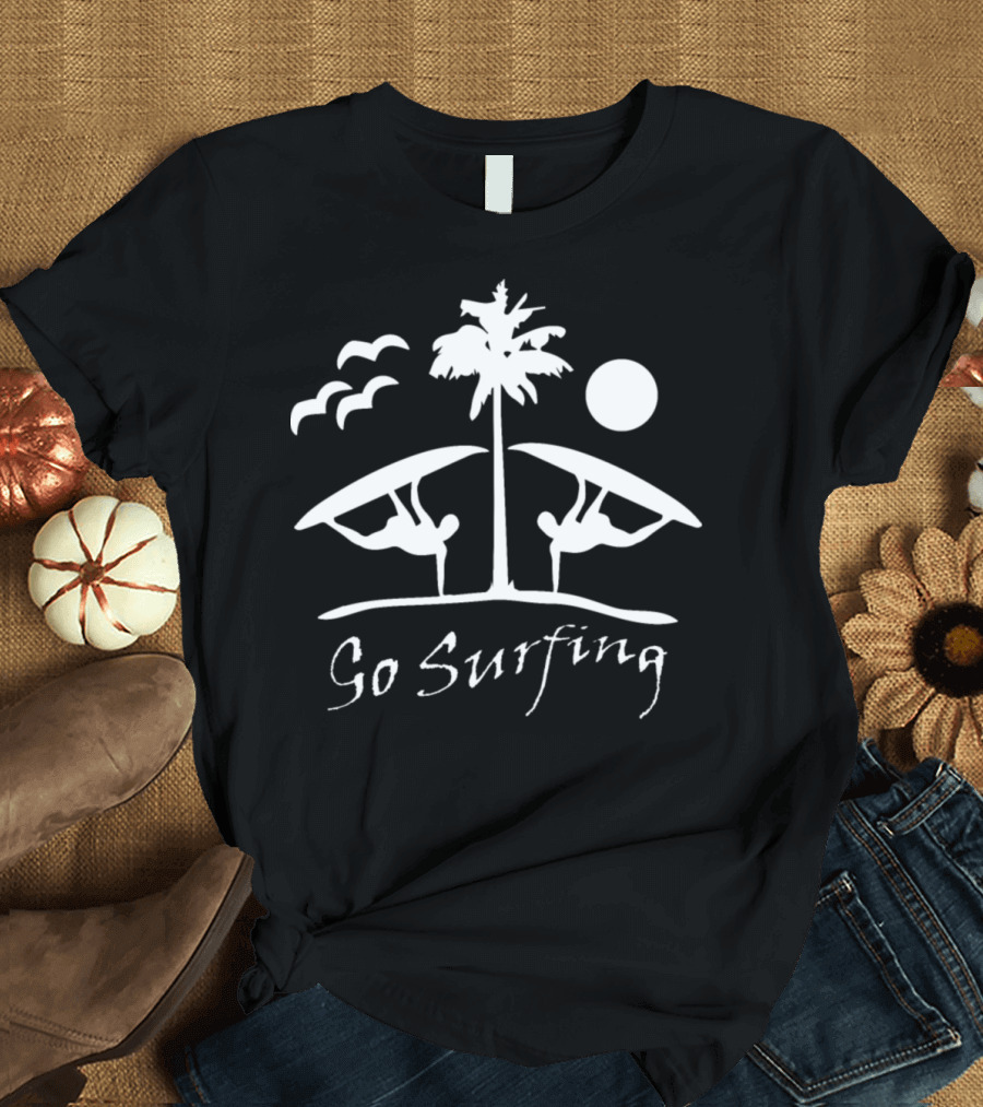 Surfing Go Surfing Palm Tree Sun Birds T-Shirt