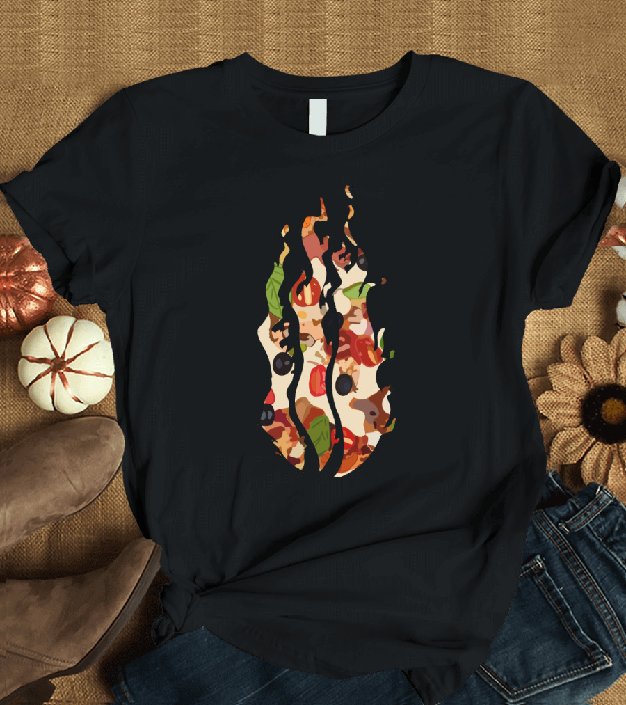 Preston Love Pizza Flame Pepperoni Sausage Olives T-Shirt