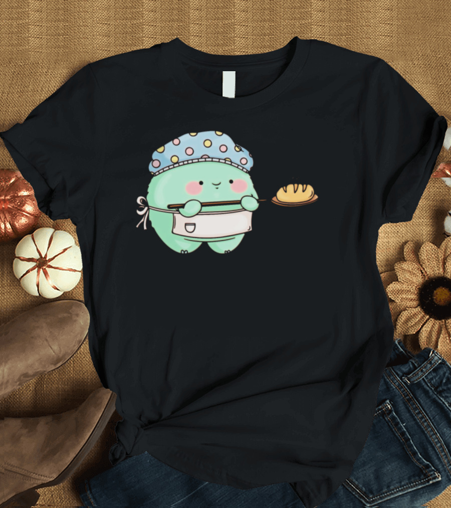 Adorable Polka Dot Hat Creature Baking Bread T-Shirt