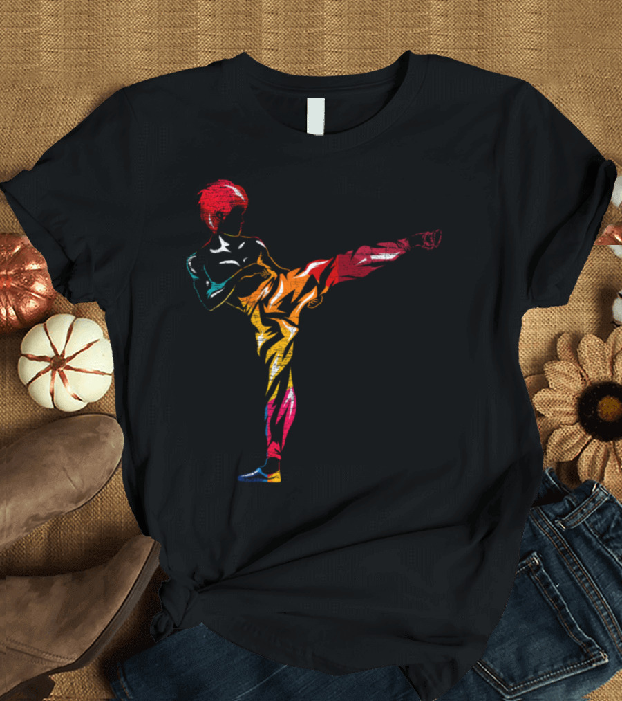 Baihequan Boxing Vibrant Martial Arts Kick T-Shirt