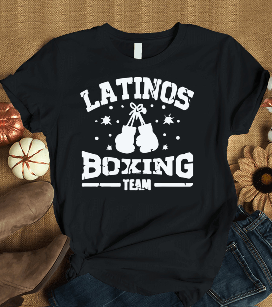 Latinos Boxing Team Boxing Gloves and Stars T-Shirt