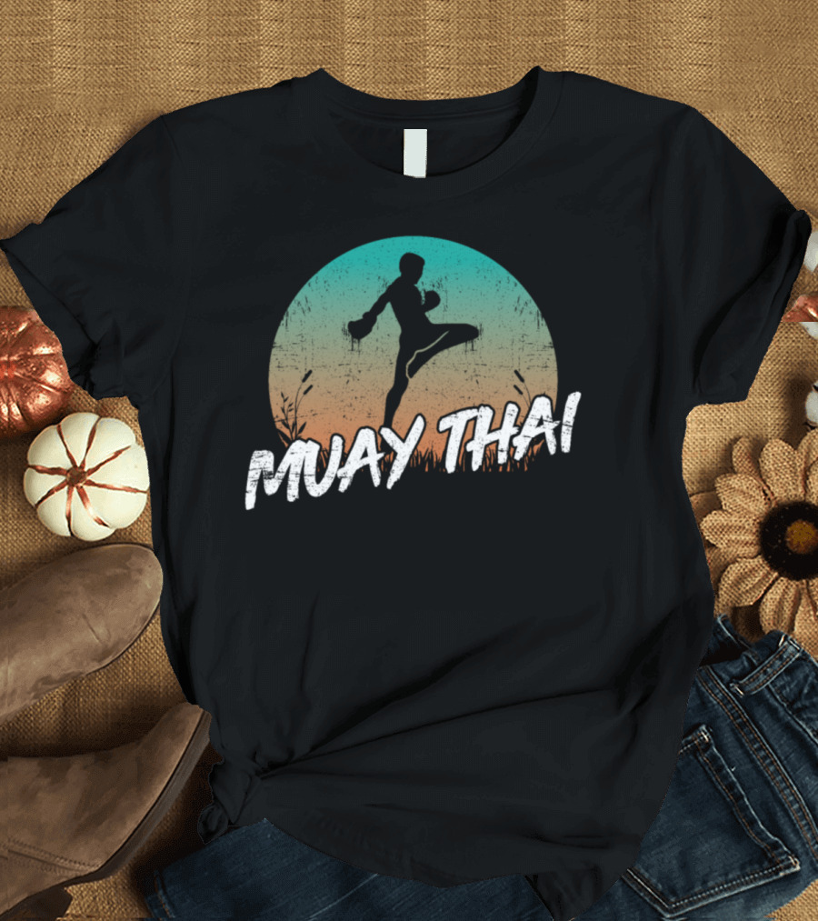 Muay Thai Sunset Silhouette Kickboxing T-Shirt