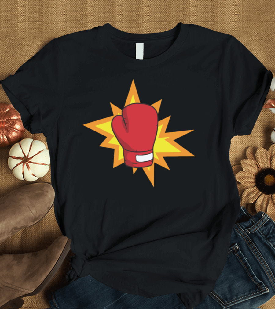 Red Boxing Glove with Yellow Starburst Background T-Shirt