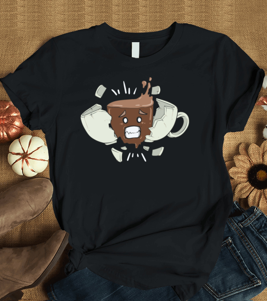 Funny Shocked Coffee Cup Caffeine Chaos T-Shirt