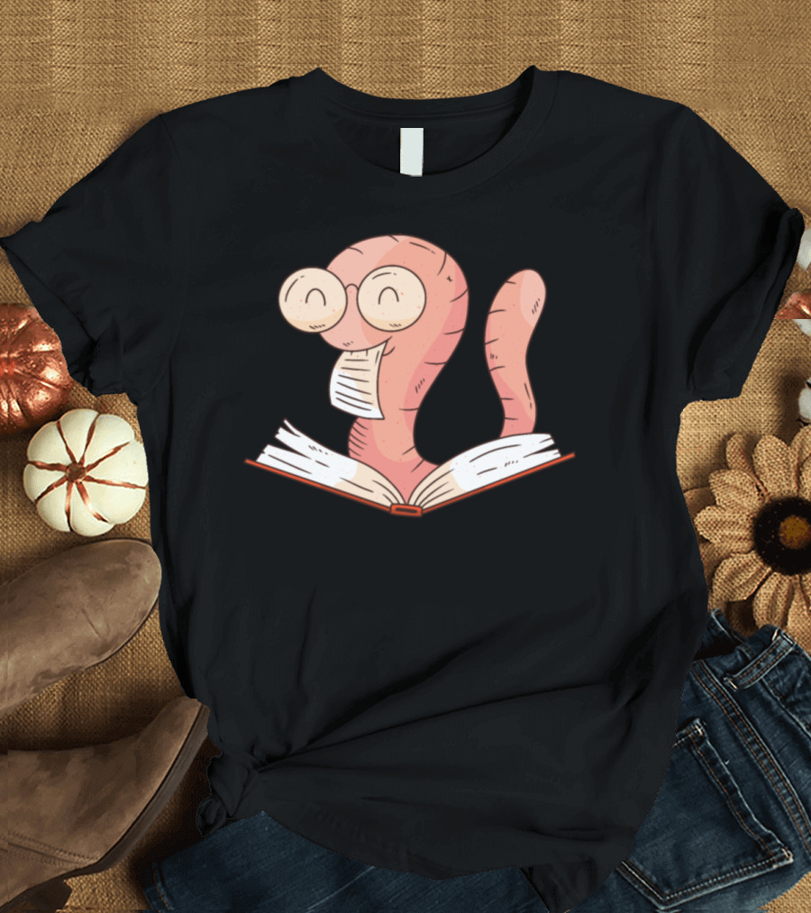 Bookworm Reading a Book with Glasses T-Shirt