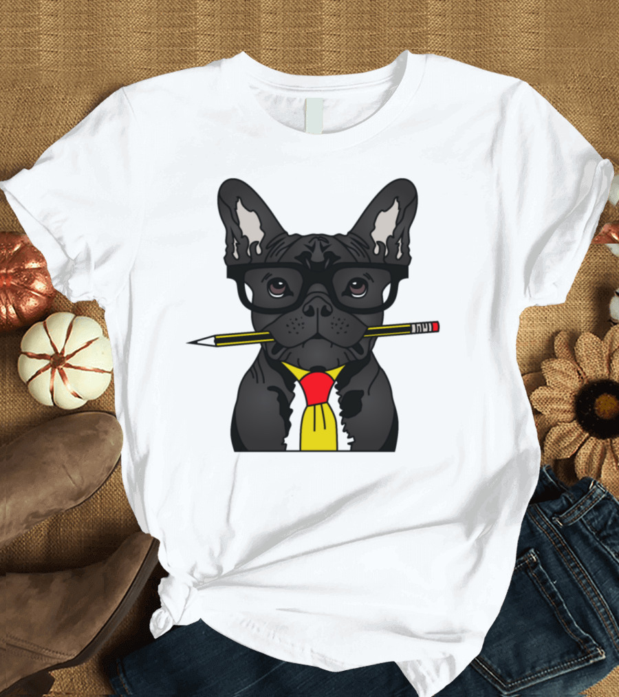 Office Worker Dog Glasses Pencil Tie T-Shirt