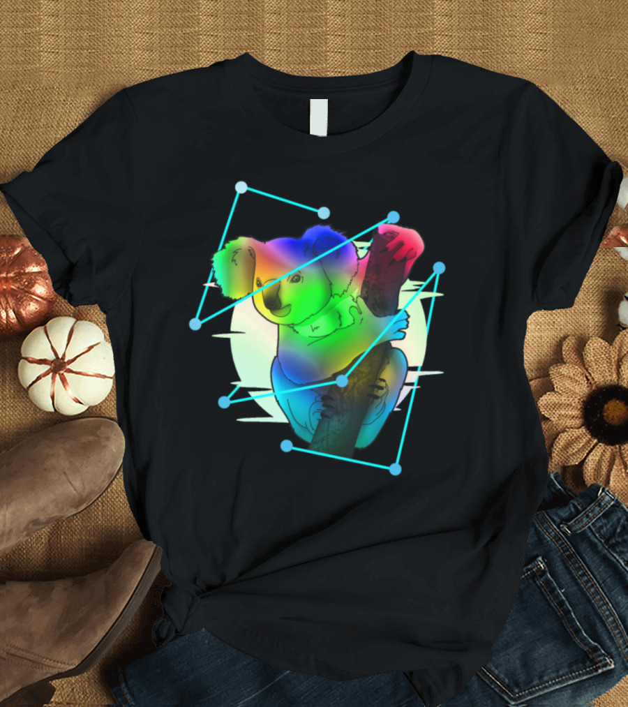 Cyber Koala Rainbow Constellation Moon T-Shirt