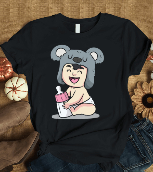 T-Shirt: Koala Babyxadmq Cute Baby with Koala Hat and Bottle T-Shirt Koala Babyxadmq Cute Baby with Koala Hat and Bottle T-Shirt