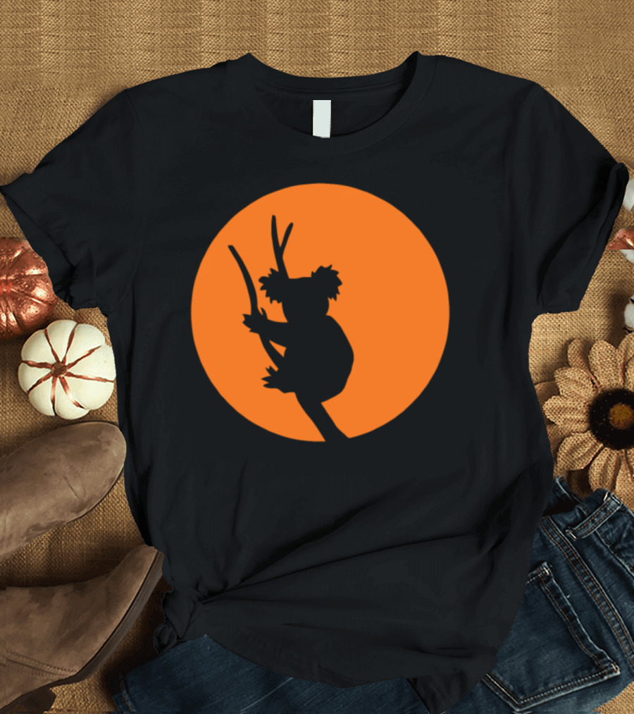 Koala Silhouette Against Orange Moon T-Shirt