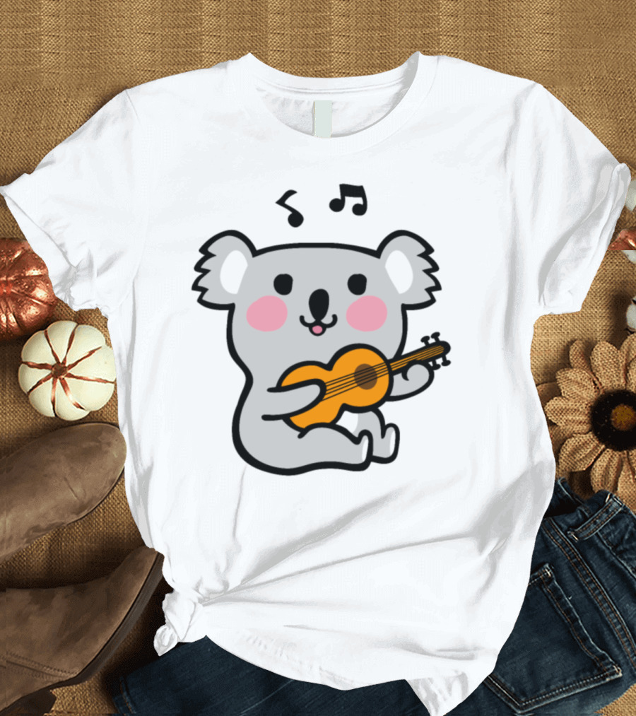 Koala Playing Guitar with Music Notes T-Shirt