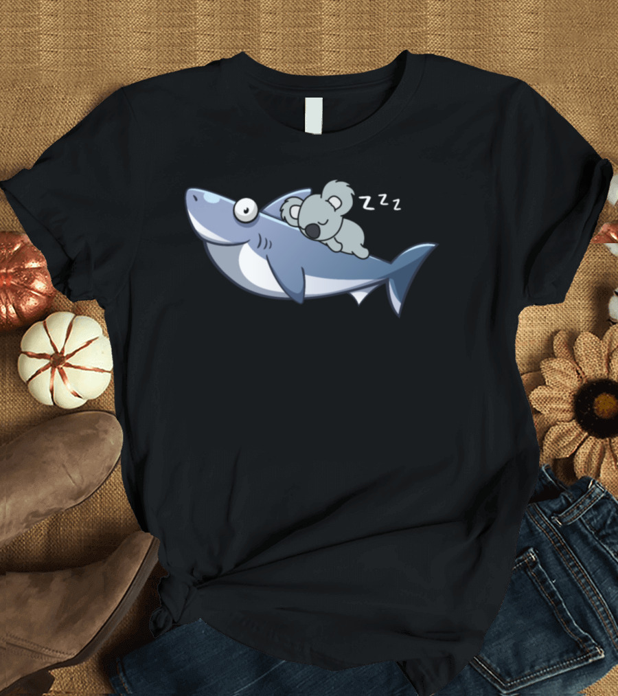 Koala Sleeping on Shark Funny Trend T-Shirt