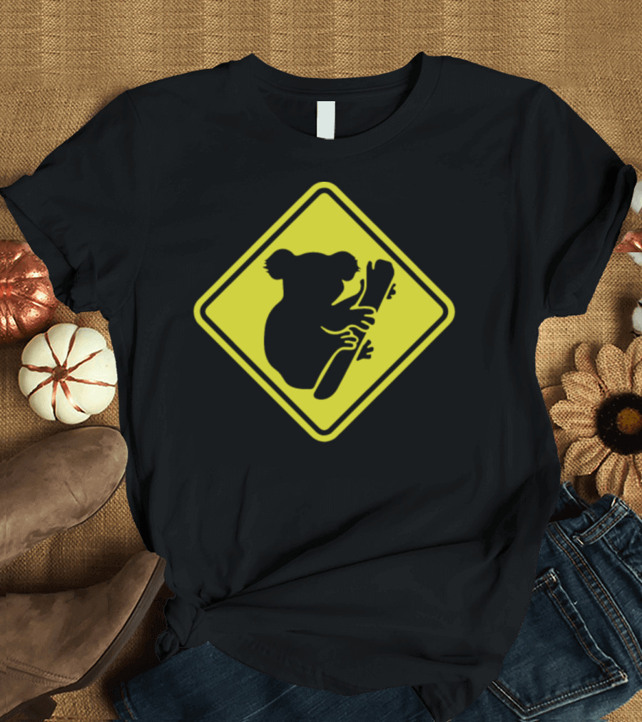 Koala Crossing Caution Yellow Sign T-Shirt
