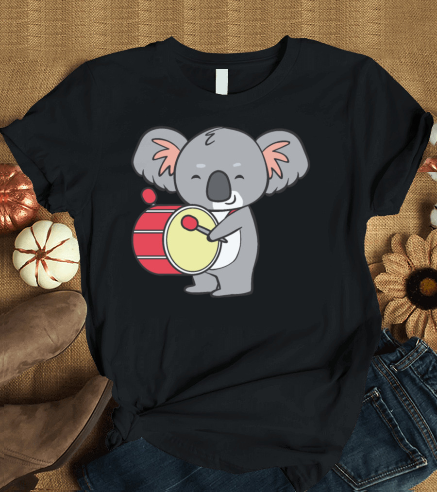 Koala Playing Red Drum with Joyful Expression T-Shirt