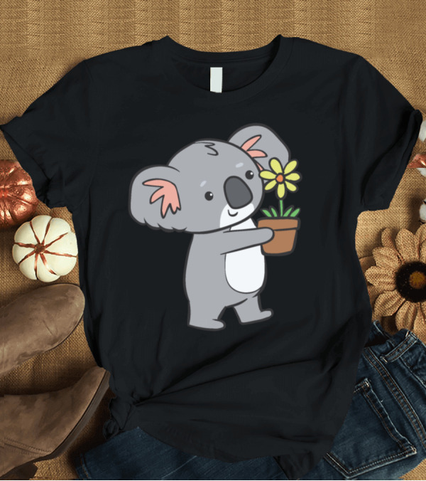 T-Shirt: Koala Holding Yellow Flower in Pot T-Shirt Koala Holding Yellow Flower in Pot T-Shirt