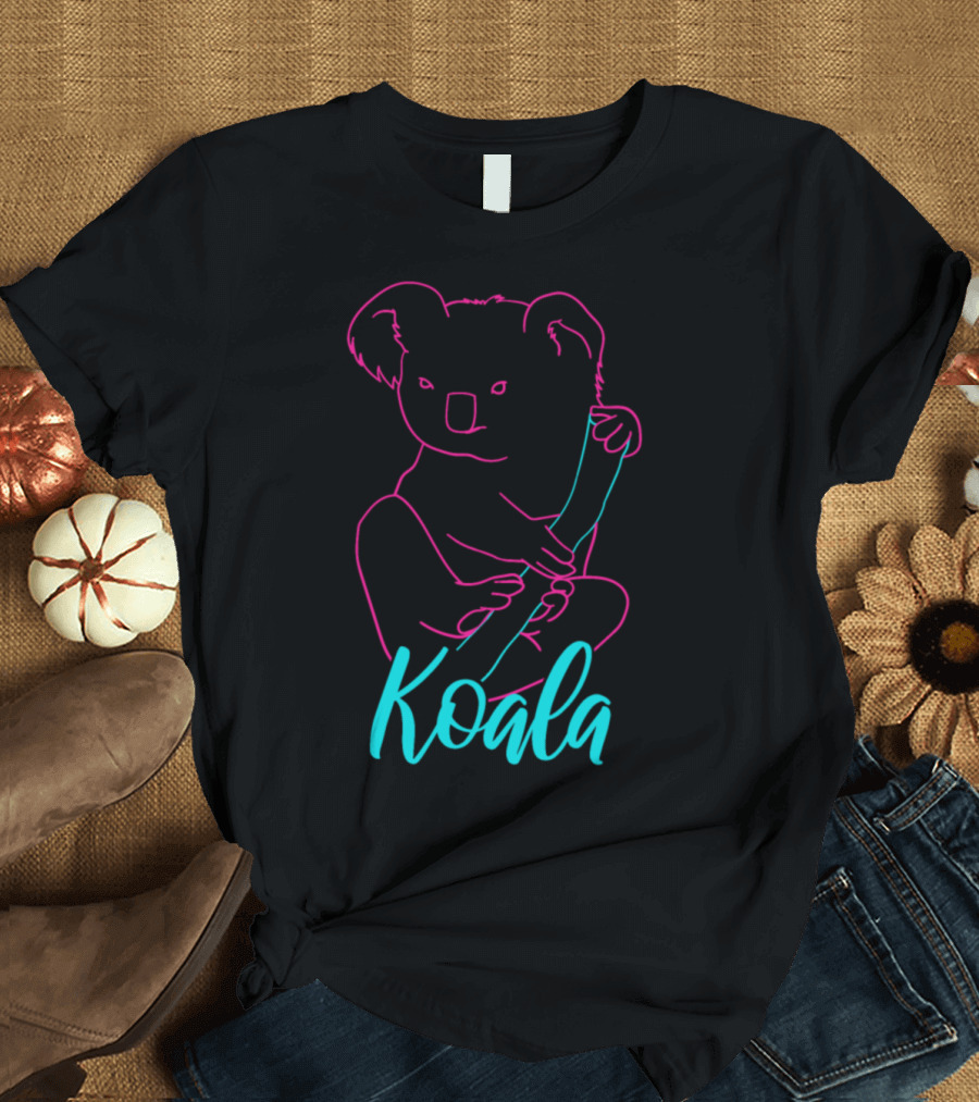 Neon Koala Outline with Pastel Colors T-Shirt