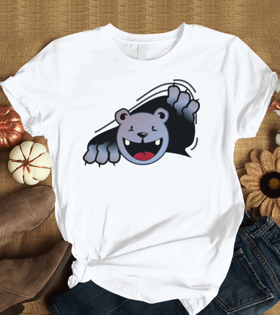 Peeping Koala Ddp Playful Cartoon Bear Face with Claws T-Shirt