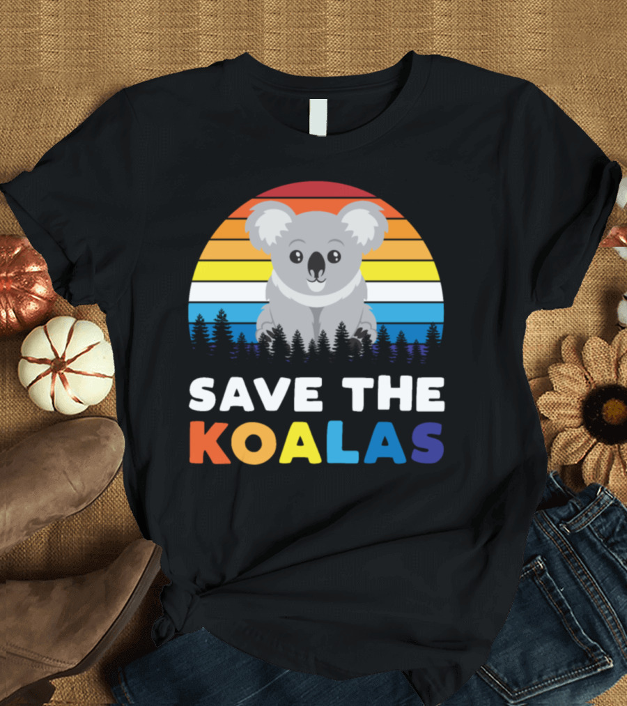 SAVE THE KOALAS Retro Sunset Rainbow T-Shirt
