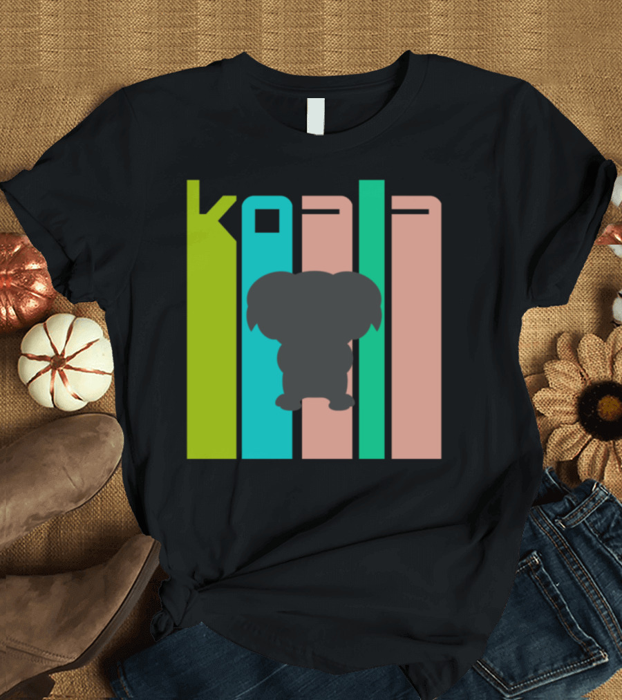 Koala Retro Colors Silhouette Retro-Style Rectangles T-Shirt