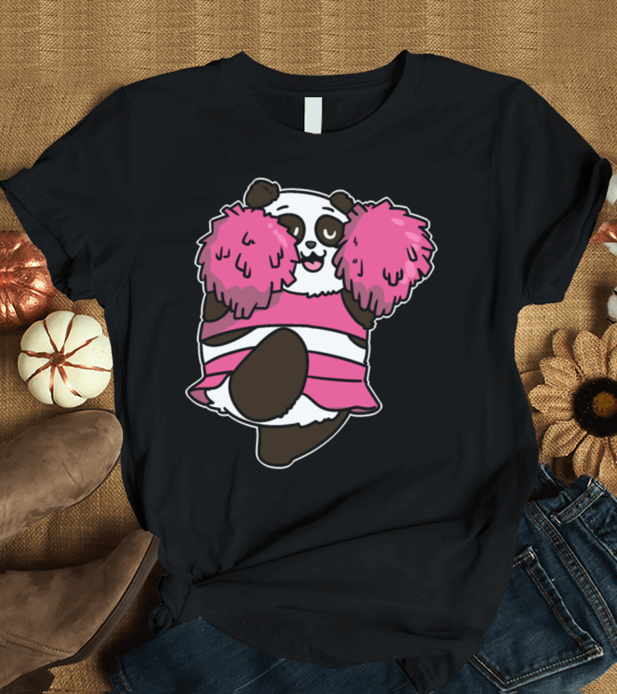 Cheerleader Panda Football Dance Cheerleading T-Shirt