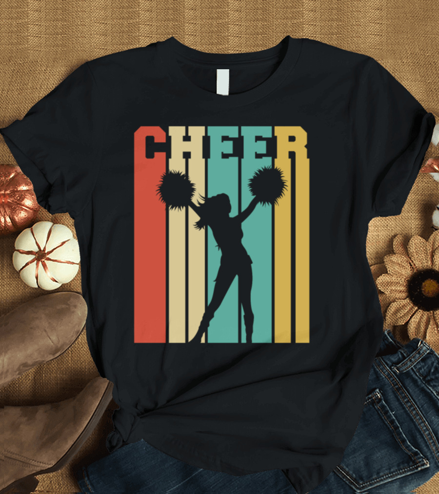 Cheerleader Retro Silhouette with Pom Poms T-Shirt