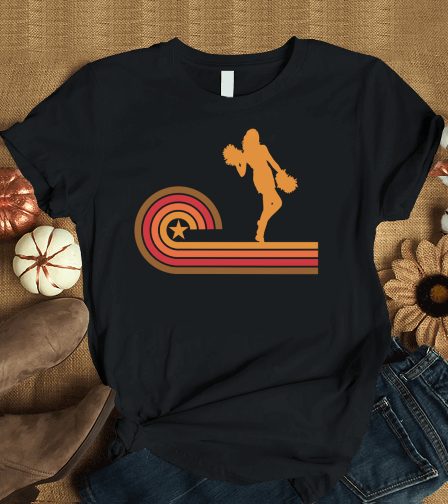 Retro Cheerleader with Star and Stripes T-Shirt