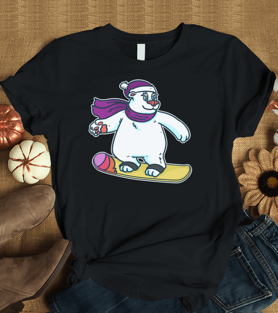 Snow Sledge Winter Ski Snowman Polar Bear Snowboarding T-Shirt