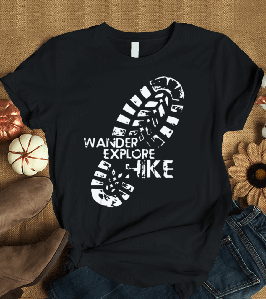 Wander Explore Hike Bootprint Outdoor Adventure T-Shirt