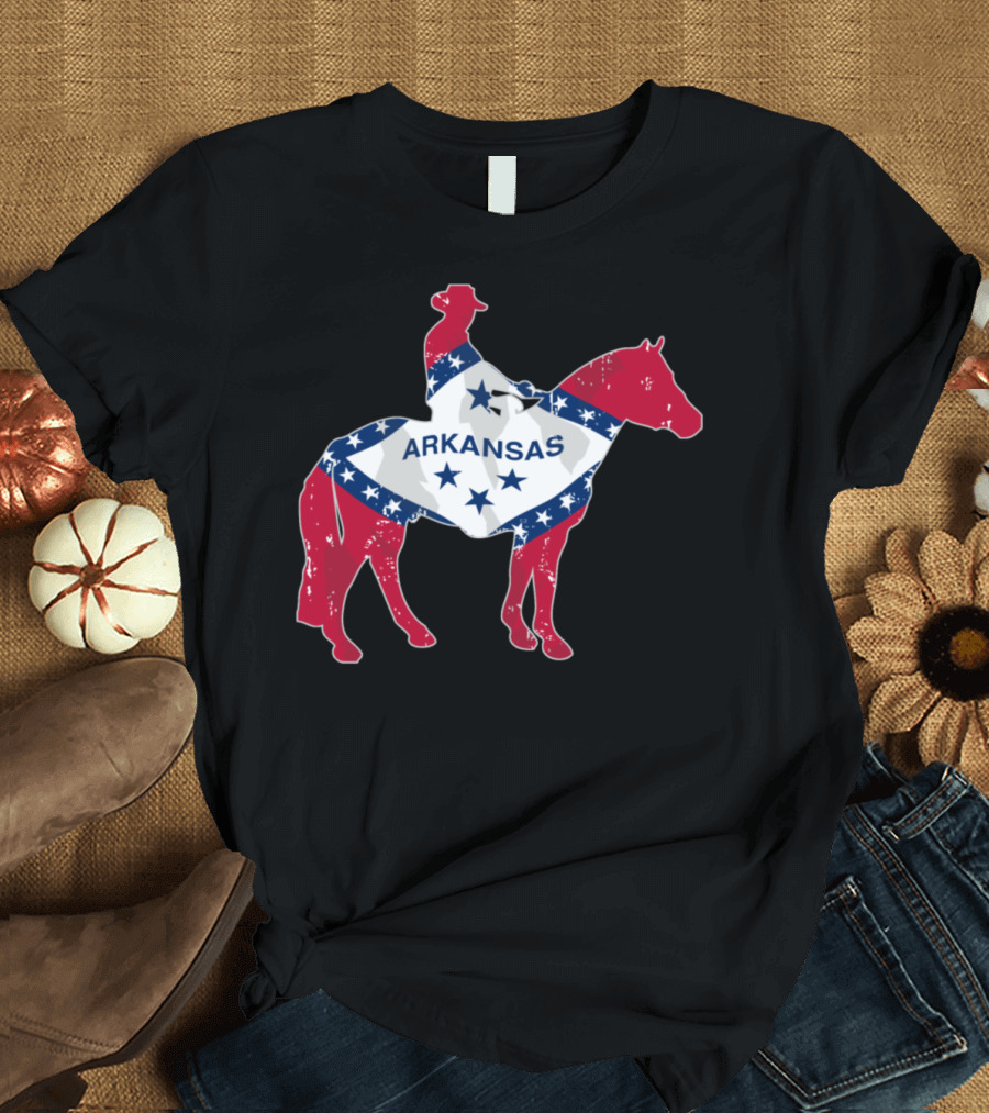 Arkansas Cowboy Horse with Flag T-Shirt