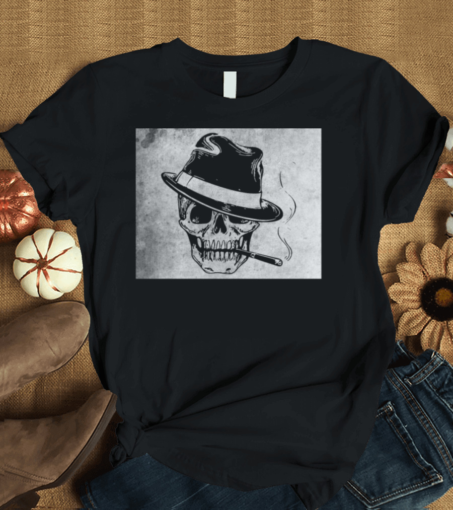 Cool Cowboy Skull Fedora Smoke T-Shirt