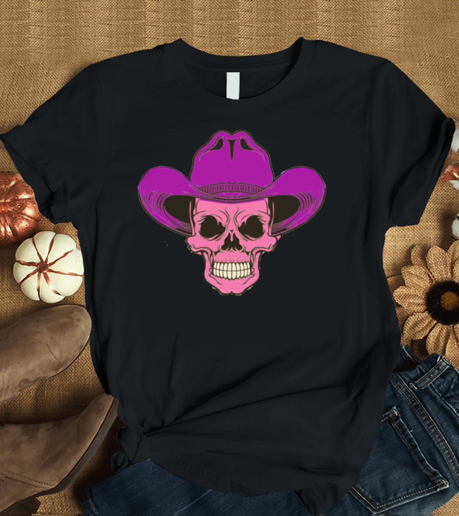 Death Cowboy Skull with Purple Hat T-Shirt