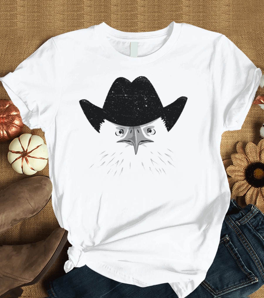 Eagle Wearing Cowboy Hat Hipster T-Shirt