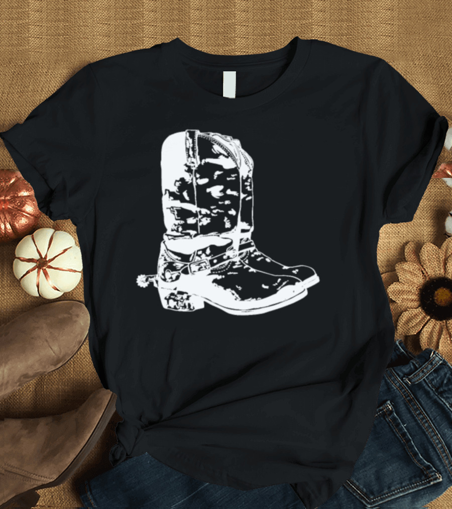 Old Cowboy Boots Spurs Western John Deere T-Shirt