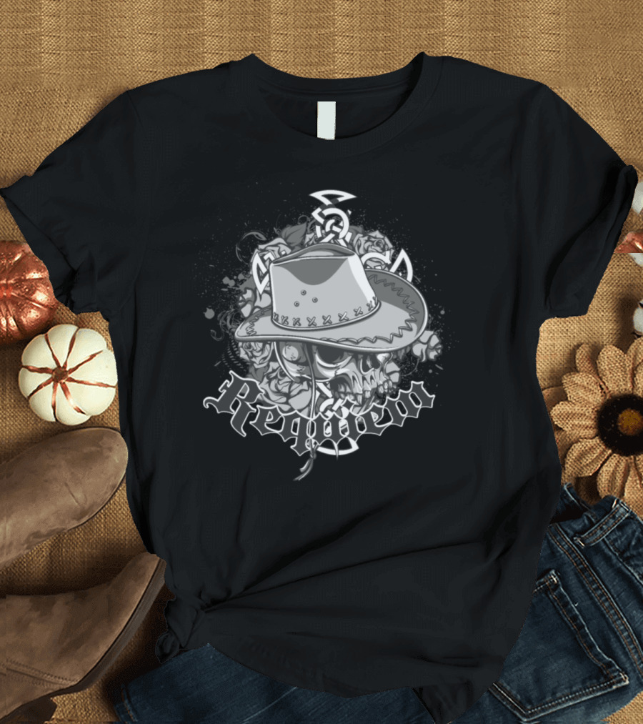 Requiem Grim Skull with Cowboy Hat and Roses T-Shirt