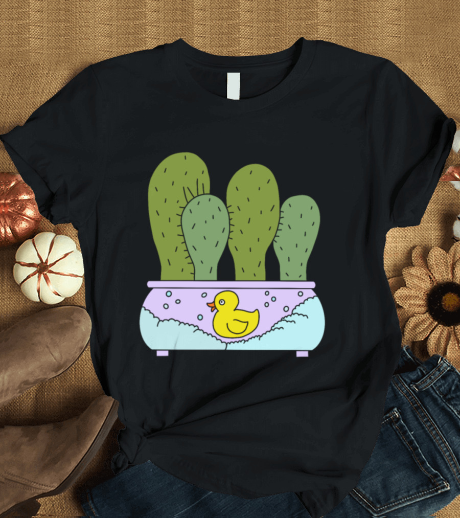 Funky Cacti Bubble Bath with Rubber Duck Pot T-Shirt