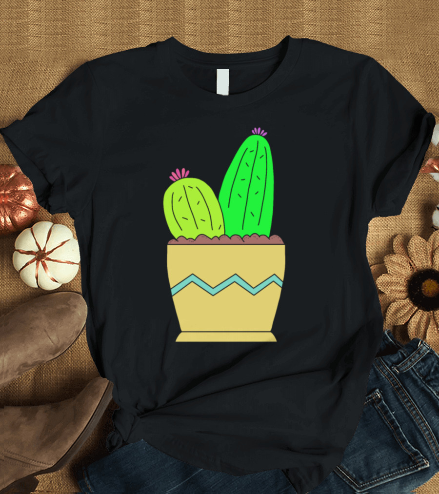 2 Cacti in Patterned Pot Enjoying the Soil T-Shirt