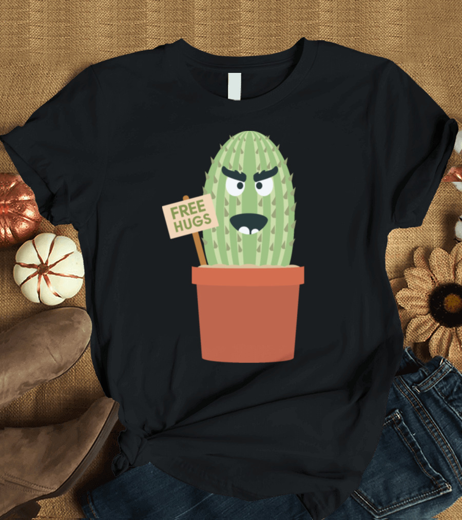Free Hugs Angry Cactus Pot T-Shirt