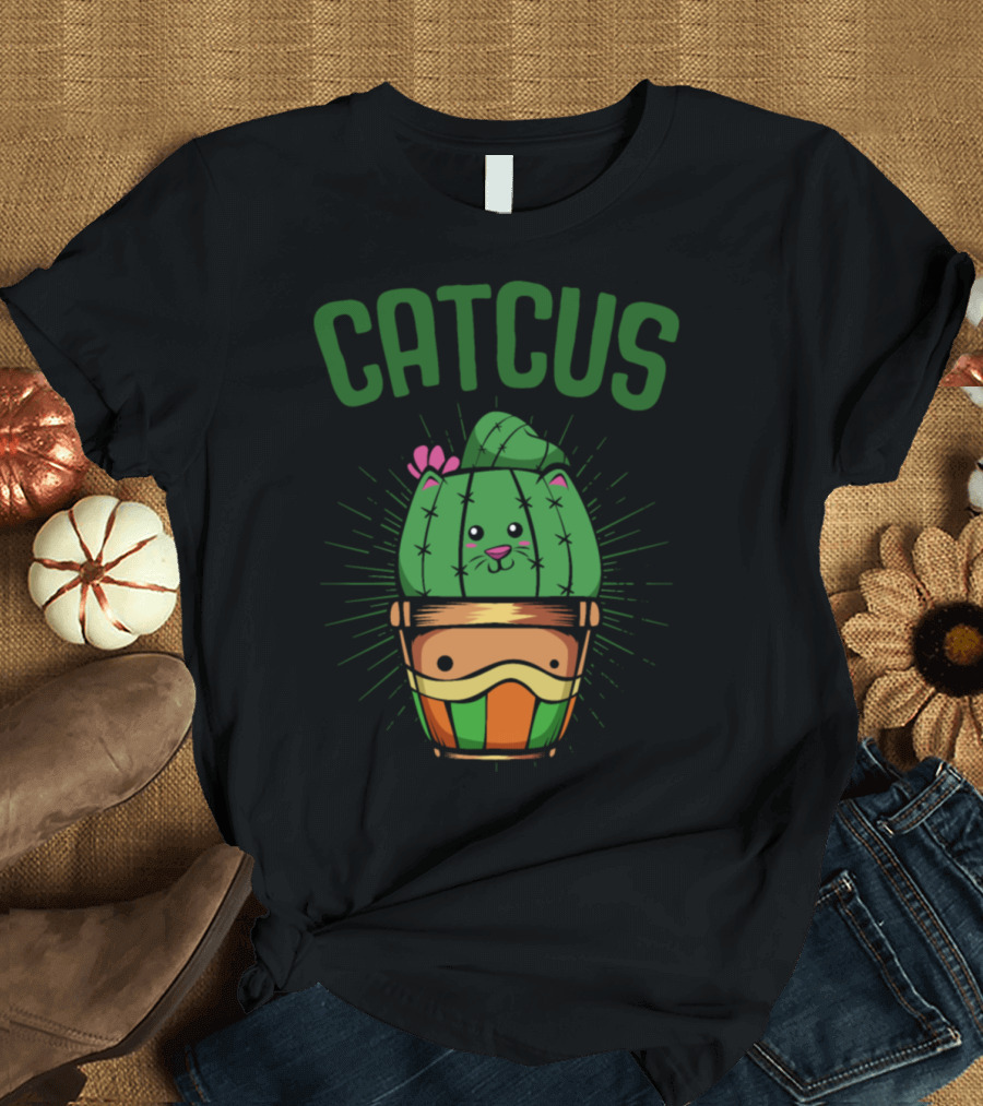 Cactus Plant Catcus Cute Cat T-Shirt