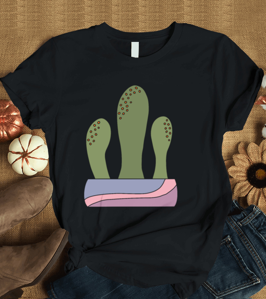 Cactus Space Creatures in Vibrant Planter with Alien Spikes T-Shirt