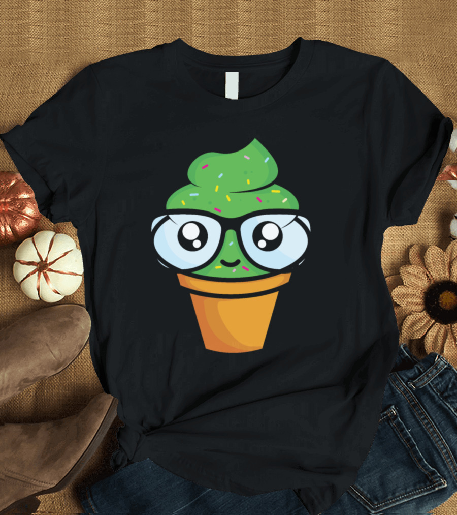 Crazy But Genies Cute Plant with Glasses and Sprinkles T-Shirt