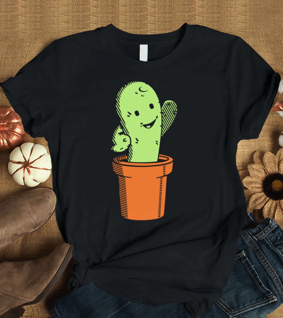 Happy Smiling Cactus in Orange Pot T-Shirt
