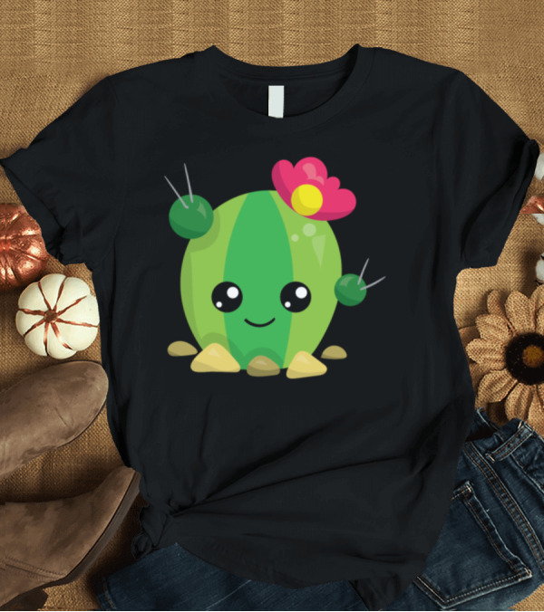 T-Shirt: Cute Kawaii Cactus Succulent with Flower Face T-Shirt Cute Kawaii Cactus Succulent with Flower Face T-Shirt
